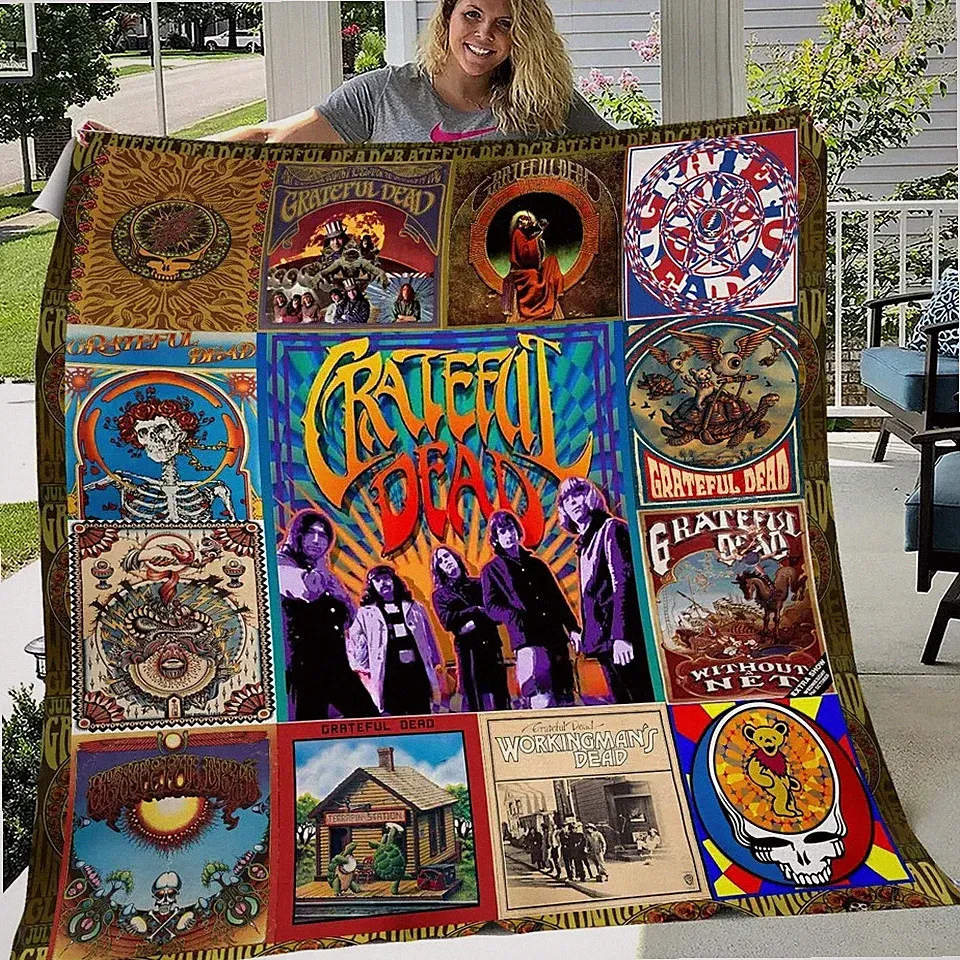 Classic Jam Band Style Flannel Blanket Music Lover Cozy Throw Gift