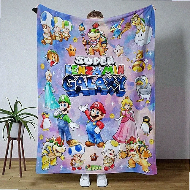 Custom Name Space Adventure Flannel Blanket Cartoon Hero Game Gift