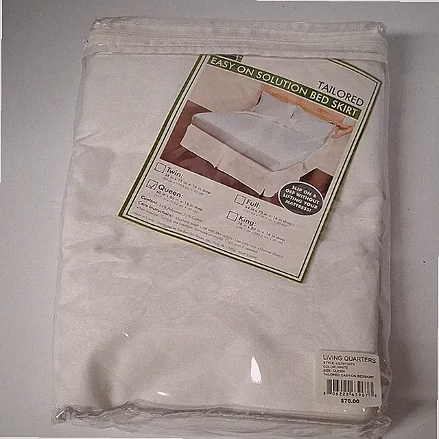 Living Quarters Queen Tailored Bedskirt White 65% Polyester 35% Cotton 16in Drop
