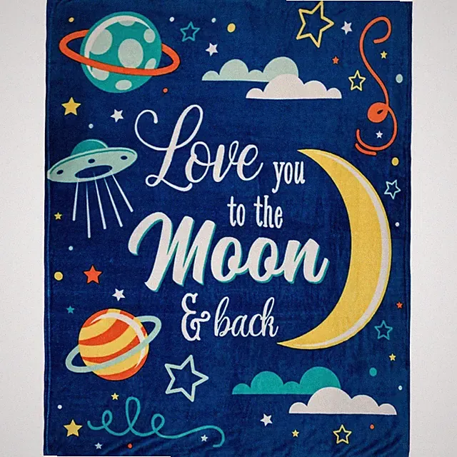 Moon & Back (Space) 50x60in Soft Plush Throw Blanket Cozy Warm Kid Bed Blanket