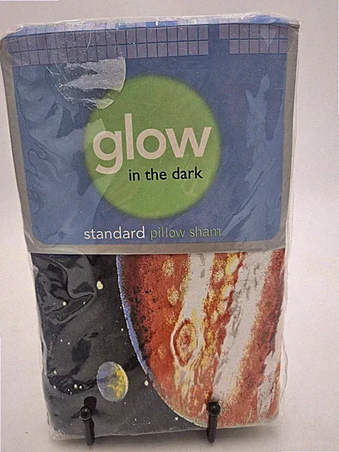 New Glow In The Dark Pillow Sham Pillowcase Jersey Knit STANDARD Space Planets