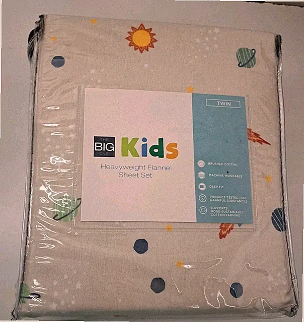 NEW Sheet Set Space Themed 100% Cotton Flannel Twin kids Bedroom Decor