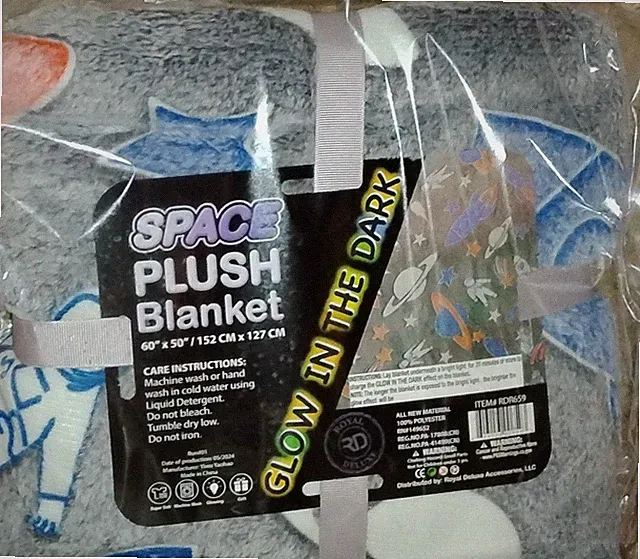 New Space-Themed Plush Throw Blanket, 60" x 50" with Glow in the Dark highlights