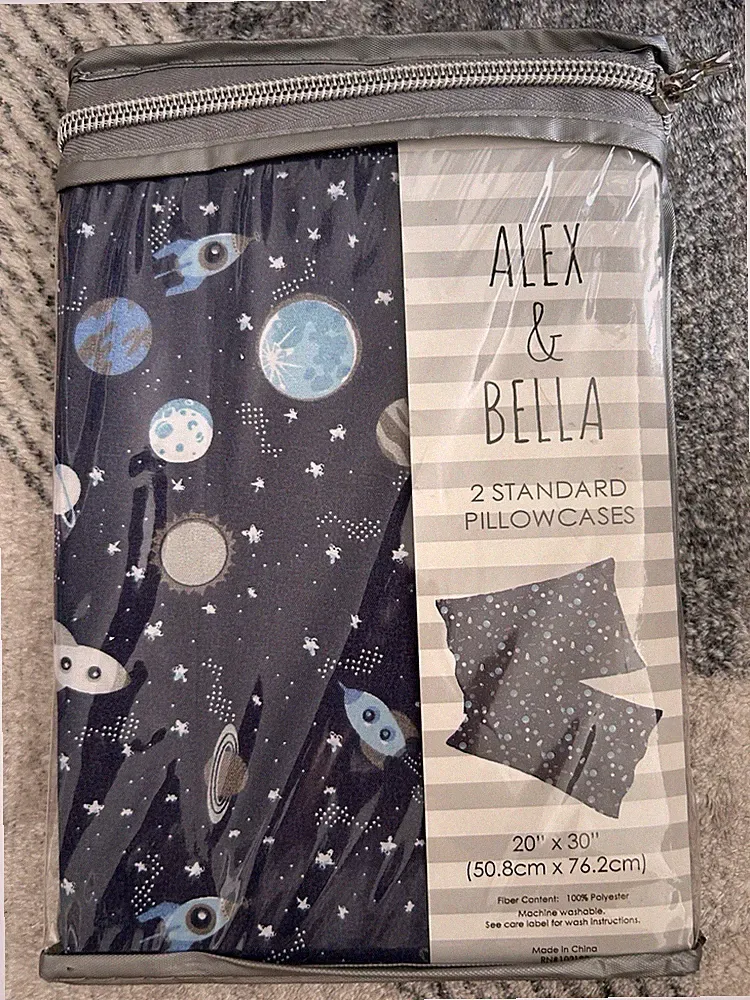NEW Two Standard pillowcases. Space print.