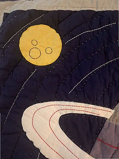 Pottery Barn Kids COLTON ASTRONAUT Space Rocket Quilted Euro Sham Blue Gray Red