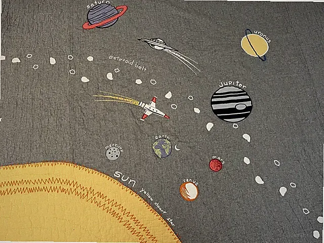 POTTERY BARN KIDS Outer Space full-queen quilt + 2 standard shamsl. EUC