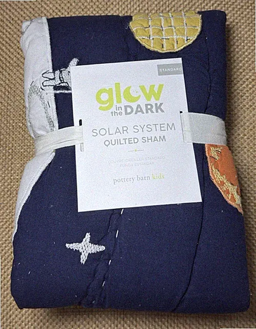 Pottery Barn Kids Solar System Pillow Sham GLOW IN THE DARK Celestial Space NWT