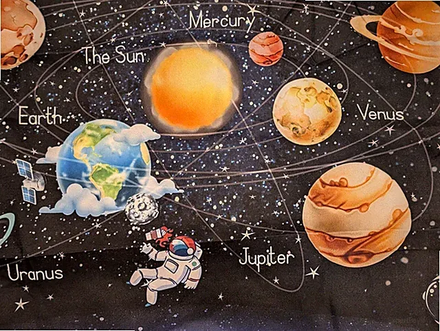 Solar System Astronauts Duvet Cover full/queen Zip Up & 2 Pillow Shams Unused