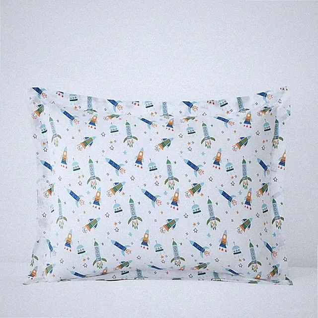 Space Adventure Classic Cool Organic Cotton Percale Sham(White Multi)|6216