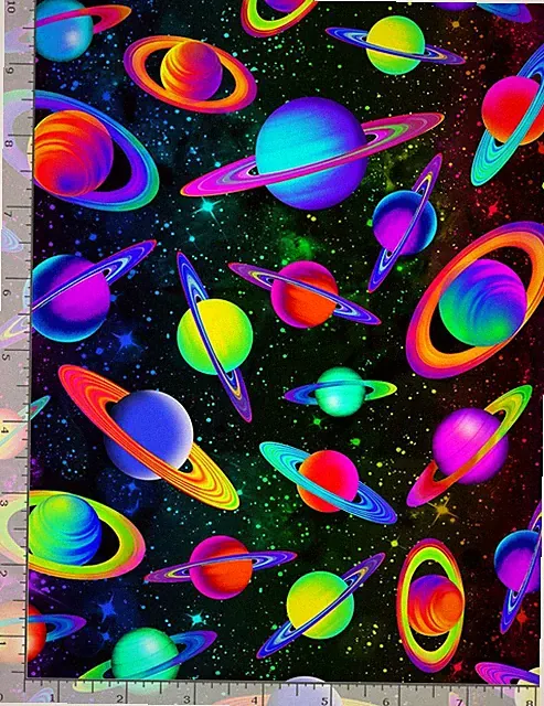 Space Fabric Planet Star Black Digital Cotton Timeless Treasures CD8906 By Yard