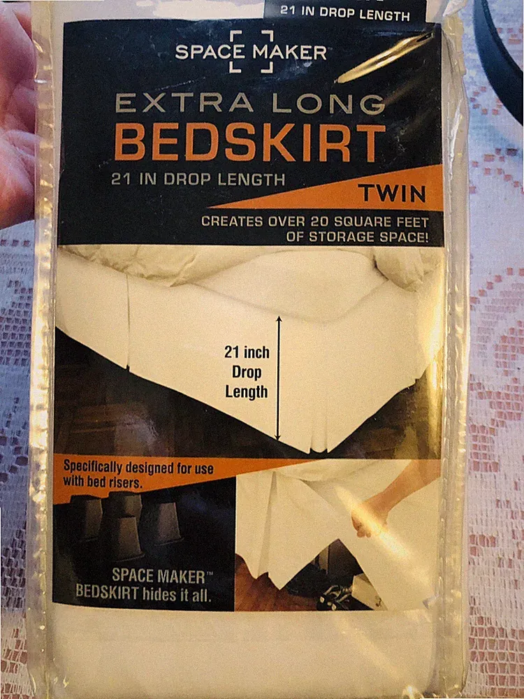 Space Maker Extra-Long 21 Drop Length Bed Skirt, Twin College