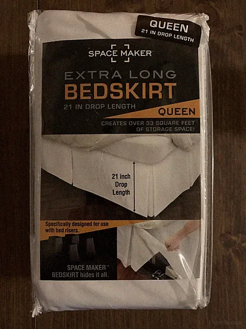 Space Maker Extra-Long 21 Drop Length Bed Skirt, Twin