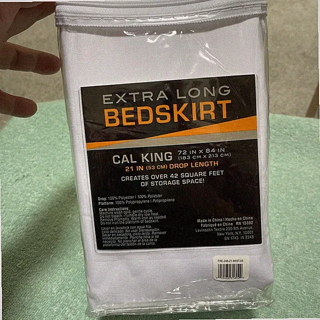 Space Maker Extra-Long 21" Drop Length White Bed Skirt California King New