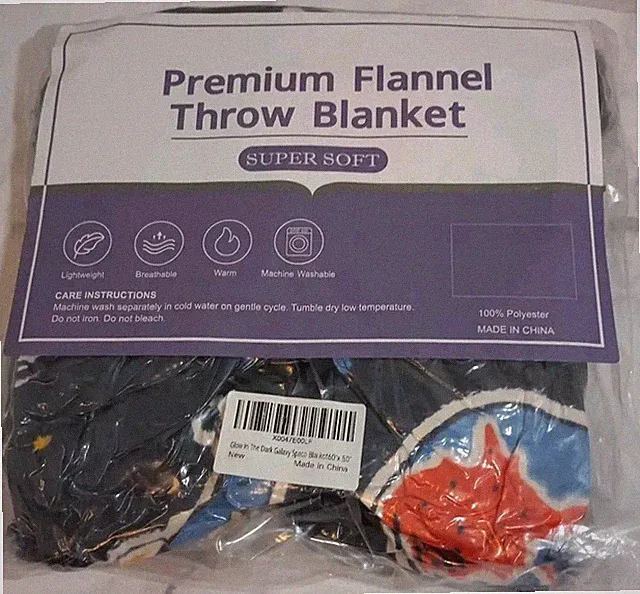 Unbranded Galaxy Space Throw Blanket 60"x50" Glow In The Dark New Unopened