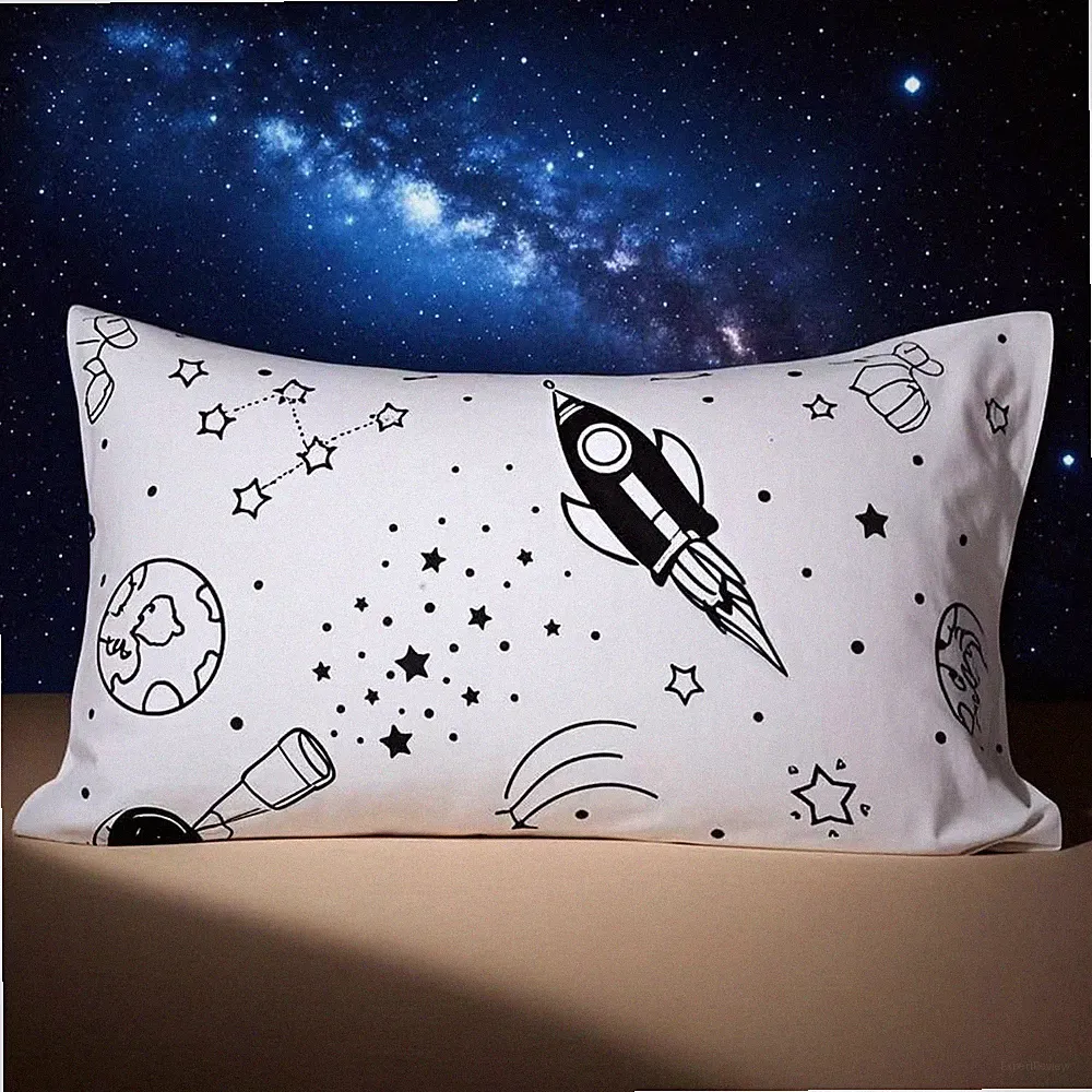 White Space Pillowcases, 2 Packed for Toddlers Kids,Boys Teens and Girls, Galaxy